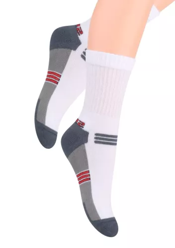 Chlapecké polofrofé ponožky 020/4 STEVEN | bílá-šedá | velkoobchod HOTEX