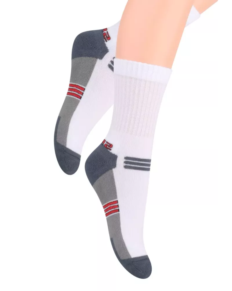 Chlapecké polofrofé ponožky 020/4 STEVEN | bílá-šedá | velkoobchod HOTEX