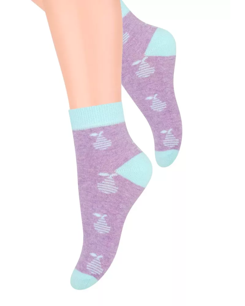 Dívčí kotníkové ponožky 004/8 STEVEN | fialová | velkoobchod HOTEX