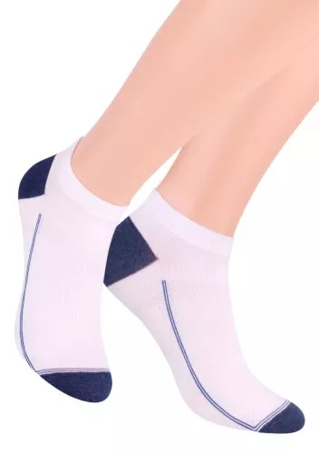Chlapecké kotníkové ponožky 101/101 STEVEN | bílá-modrá | velkoobchod HOTEX