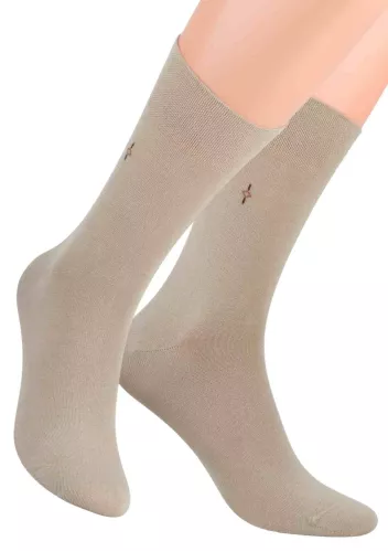 Pánské klasické ponožky 056/3 STEVEN | béžová tmavá | velkoobchod HOTEX