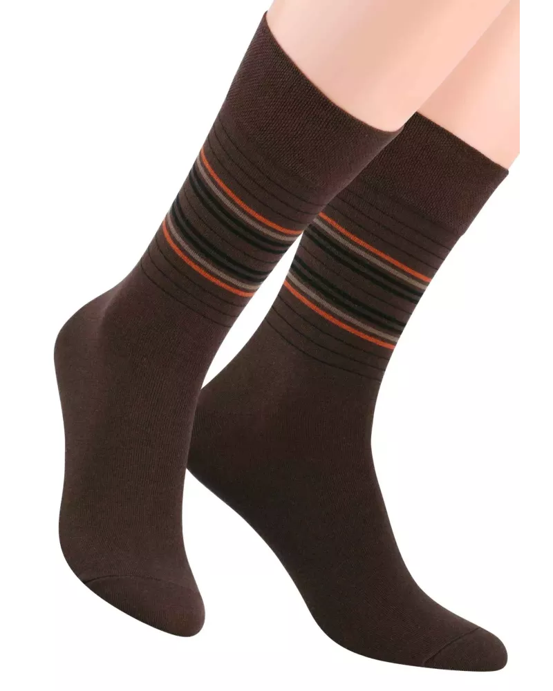 Pánské klasické ponožky 056/6 STEVEN | hnědá tmavá | velkoobchod HOTEX